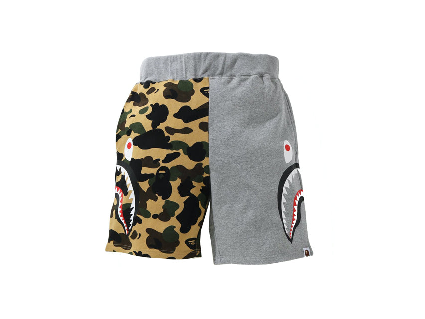 BAPE SIDE SHARK SWEAT SHORTS "YELLOW/GREY"