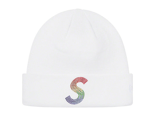 SUPREME NEW ERA SWAROVSKI S LOGO BEANIE "WHITE"