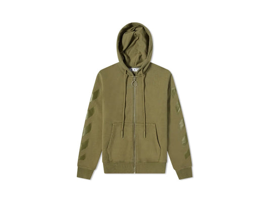 OFF-WHITE ARROWS LOGO OS ZIP HOODIE "OLIVE"