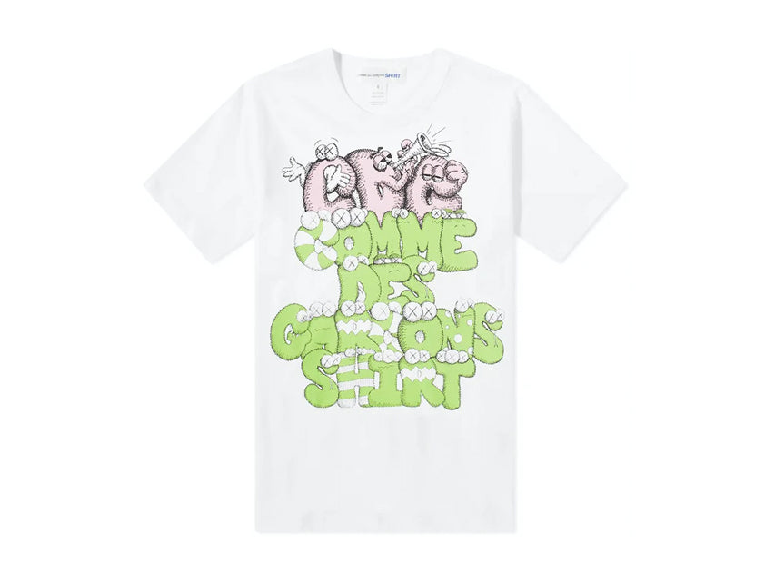 CDG X KAWS TEE "WHITE/GREEN/PINK"