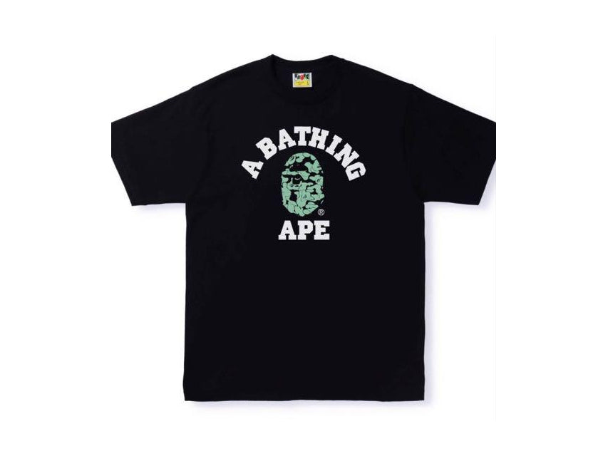 BAPE COLLEGE LOGO TEXT CODE GLOW IN THE DARK TEE "BLACK"