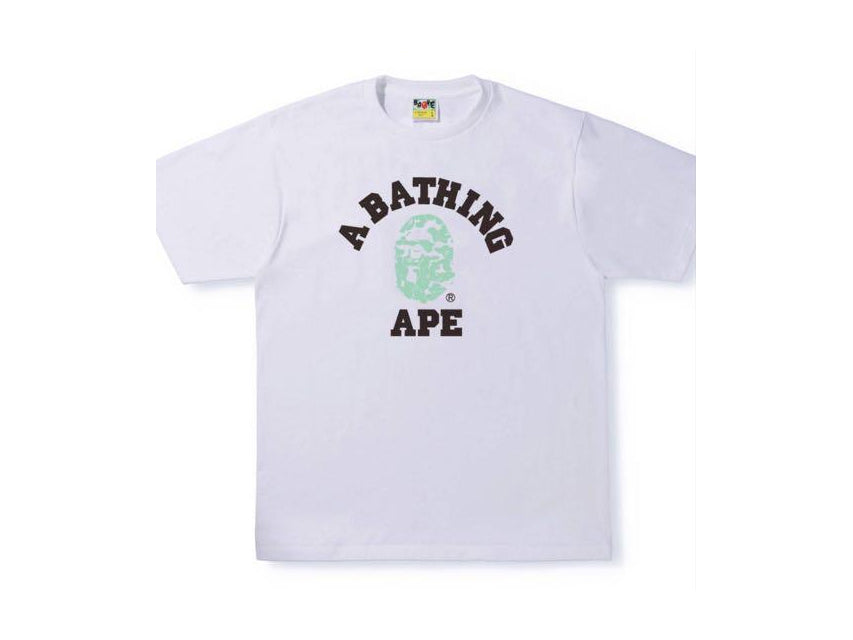 BAPE COLLEGE LOGO TEXT CODE GLOW IN THE DARK TEE "WHITE"