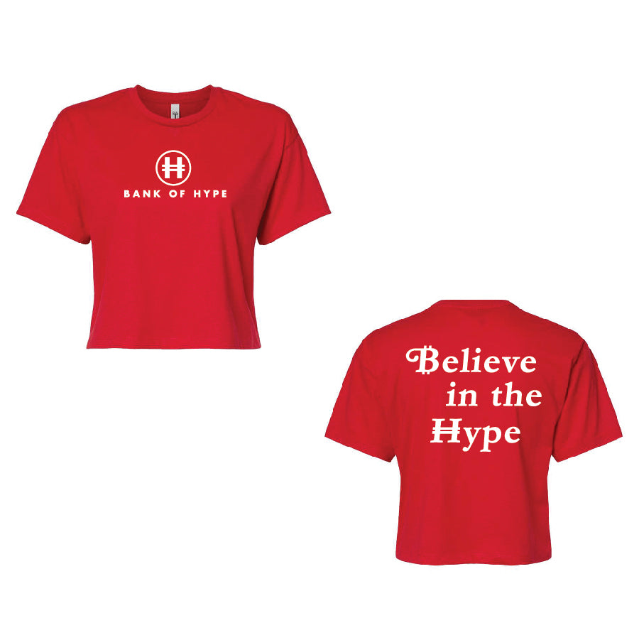 *BOH "BELIEVE" CROP TEE - RED