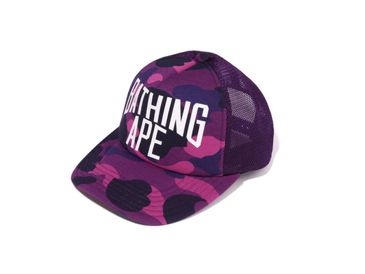 BAPE NYC LOGO TRUCKER HAT "PURPLE CAMO"