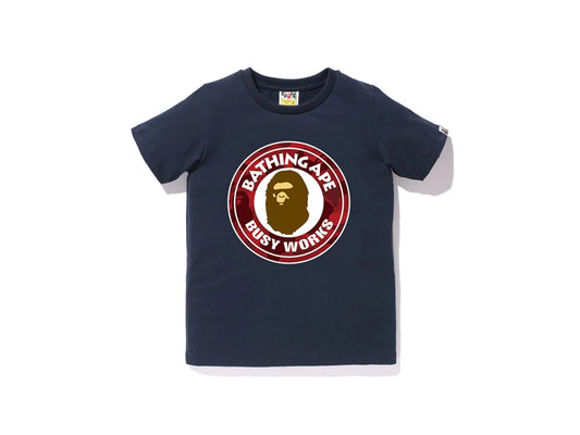 BAPE BUSY WORKS RED CAMO TEE "NAVY"