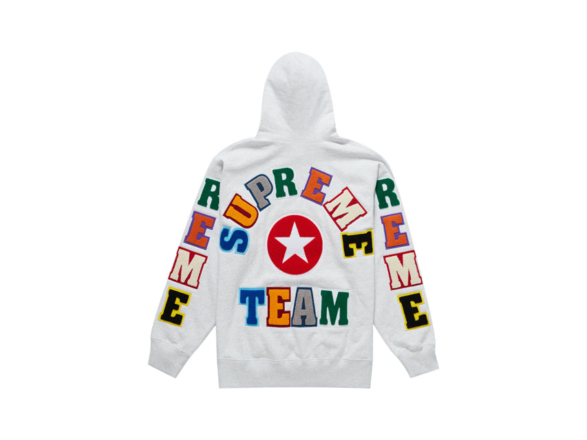 SUPREME TEAM CHENILLE HOODED SWEATSHIRT "ASH GREY"