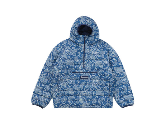 SUPREME MICRO DOWN HALF ZIP HOODED PULLOVER (FW22) "BLUE PAISLEY"